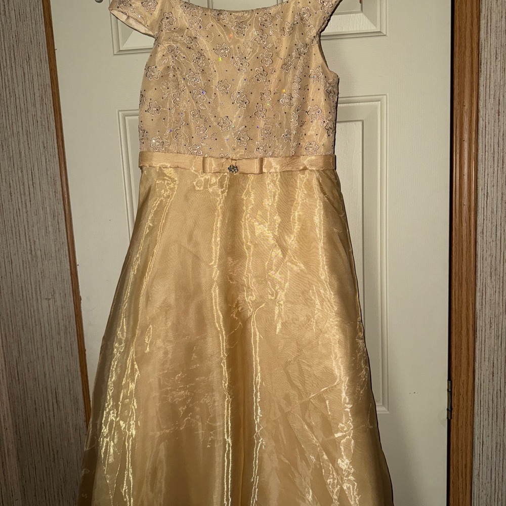 Jessica McClintok Elegant Gold Kids Dress